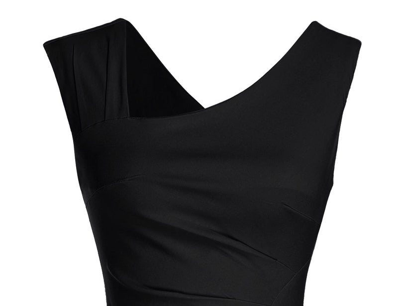 MUXXN Women's Sleeveless V Neck Midi Slim Pencil Bodycon Vintage Cocktail Party Dress Black XL - Image 5